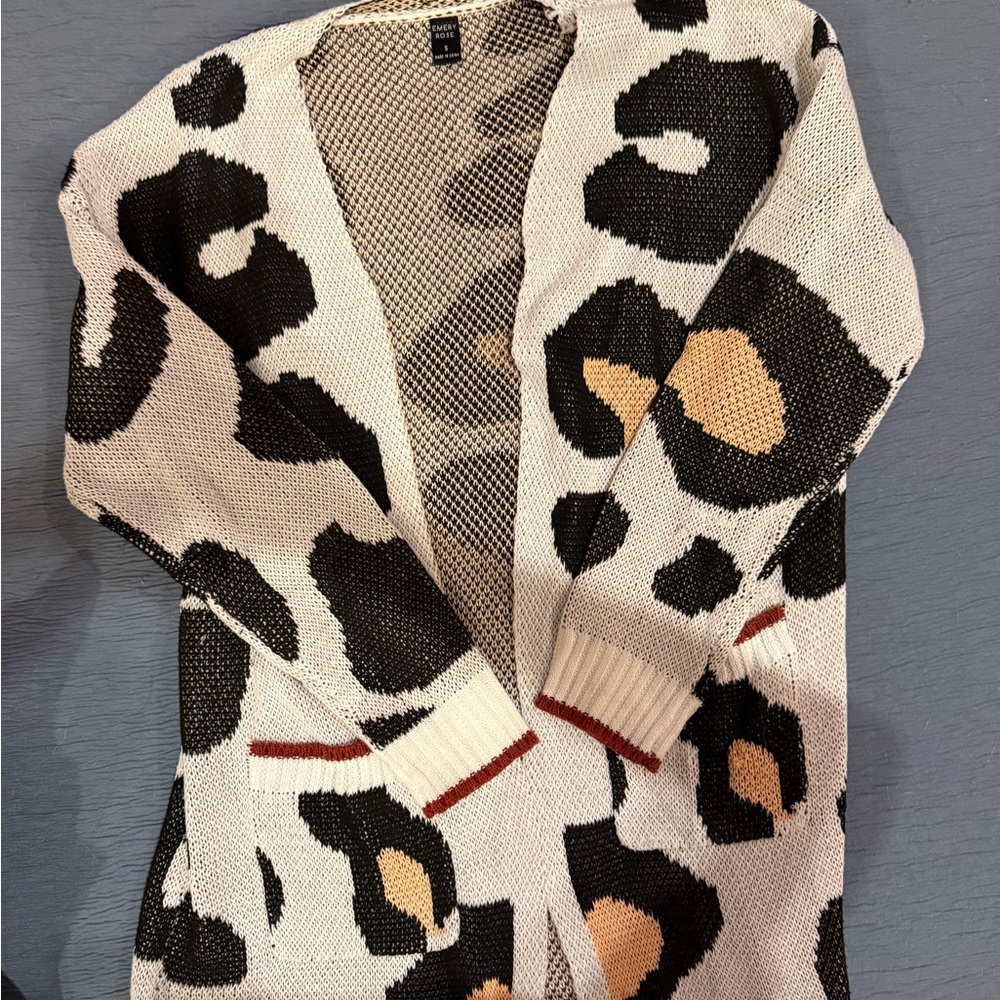 Leopard Print Open Front Cardigan